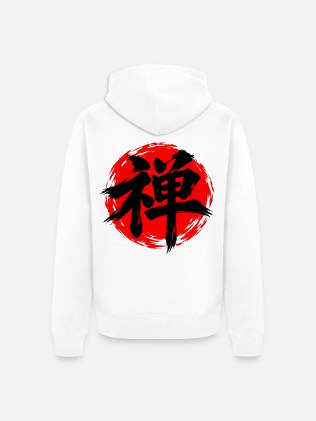 KANJI-RESONANZ | Zen — Innere Stille - Unisex Premium Bio Zip Hoodie - Weiß