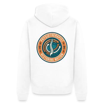 Physiotherapeut Restaurierung der Bewegung Wirbelsäulenabzeichen Geschenk - Unisex Premium Bio Zip Hoodie - Weiß - Hinten - Thijin (182cm)