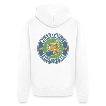 Pharmacist Trusted Care Mortar Pillen-Badge-Geschenk - Unisex Premium Bio Zip Hoodie - Weiß - Hinten - Thijin (182cm)