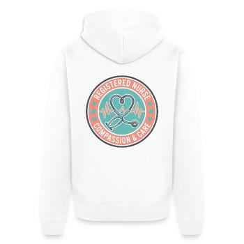 Herzabzeichen mit Stethoskop für registrierte Krankenschwestern - Unisex Premium Bio Zip Hoodie - Weiß - Hinten - Thijin (182cm)