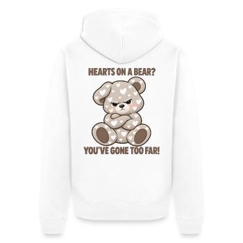 Grummeliger Bär mit Herzen - Unisex Premium Bio Zip Hoodie - Weiß - Hinten - Thijin (182cm)