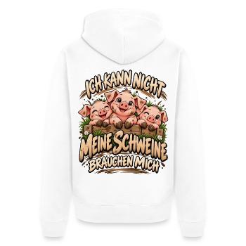 Landleben Landwirt Schweinebauer Schweinchen - Unisex Premium Bio Zip Hoodie - Weiß - Hinten - Thijin (182cm)