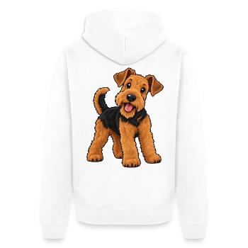 Airedale Terrier Kawaii Style – Süßer Terrier - Unisex Premium Bio Zip Hoodie - Weiß - Hinten - Thijin (182cm)