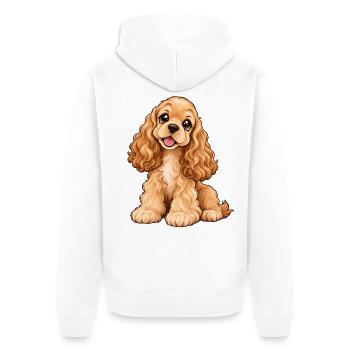American Cocker Spaniel Kawaii Style – Süßer Hund - Unisex Premium Bio Zip Hoodie - Weiß - Hinten - Thijin (182cm)