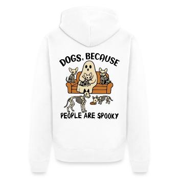 Hunde, weil Menschen unheimlich sind, lustiges Halloween - Unisex Premium Bio Zip Hoodie - Weiß - Hinten - Thijin (182cm)