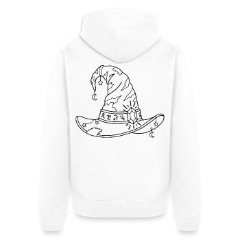 Hexenhut-Umriss Halloween Spooky Season Magic Co - Unisex Premium Bio Zip Hoodie - Weiß - Hinten - Thijin (182cm)