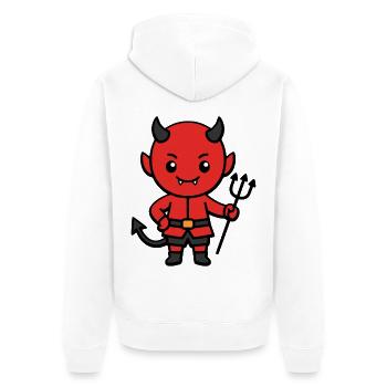 Niedliche Teufels-Mistgabel Halloween-Kostüm Kawaii - Unisex Premium Bio Zip Hoodie - Weiß - Hinten - Thijin (182cm)