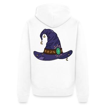 Vintage-Hexenhut-Halloween-Gruselsaison - Unisex Premium Bio Zip Hoodie - Weiß - Hinten - Thijin (182cm)