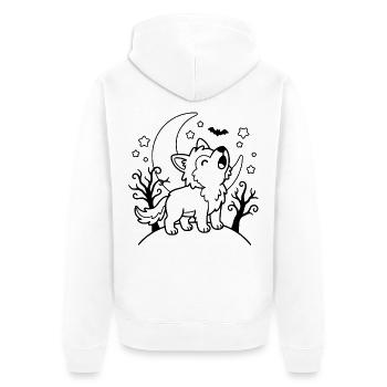 Niedlicher Wolf heult Halloween-Gliederung gruselige Kinder - Unisex Premium Bio Zip Hoodie - Weiß - Hinten - Thijin (182cm)