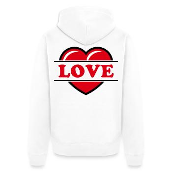 Herz / Herzchen / Love / Liebe (Red 2C) - Unisex Premium Bio Zip Hoodie - Weiß - Hinten - Thijin (182cm)