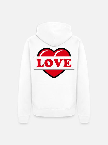 Herz / Herzchen / Love / Liebe (Red 2C) - Unisex Premium Bio Zip Hoodie - Weiß