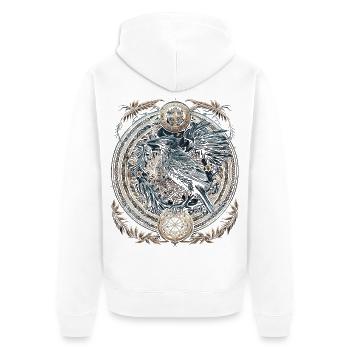 Odins Rabe Wikinger nordische Runen Nordmann - Unisex Premium Bio Zip Hoodie - Weiß - Hinten - Thijin (182cm)