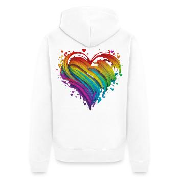 CSD LGBT Regenbogen LGBTQ Herz Pride Just Love - Unisex Premium Bio Zip Hoodie - Weiß - Hinten - Thijin (182cm)