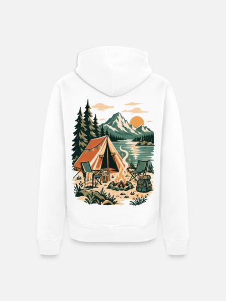 Waldcamping am Bergsee - Unisex Premium Bio Zip Hoodie - Weiß