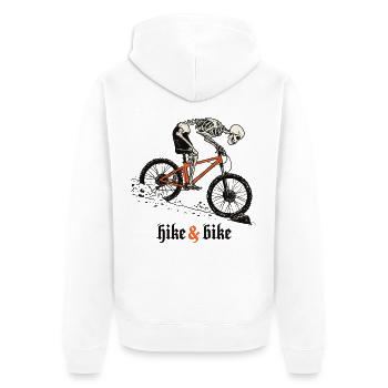Hike nd bike - Unisex Premium Bio Zip Hoodie - Weiß - Hinten - Thijin (182cm)