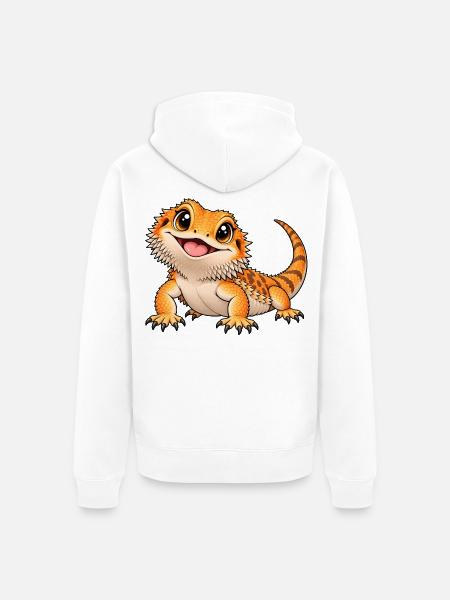 Bartagame Kawaii Style – Süße Echse - Unisex Premium Bio Zip Hoodie - Weiß