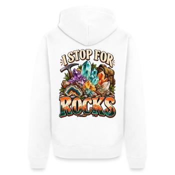 I Stop For Rocks Rockhounding Mineralien - Unisex Premium Bio Zip Hoodie - Weiß - Hinten - Thijin (182cm)