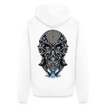 Surreales Kopf-Treppenlabyrinth - Unisex Premium Bio Zip Hoodie - Weiß - Hinten - Thijin (182cm)