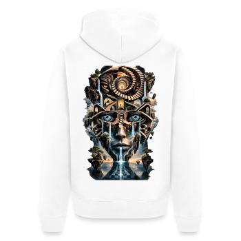 Spirale der Augenwelten - Unisex Premium Bio Zip Hoodie - Weiß - Hinten - Thijin (182cm)