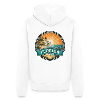 Florida Sunshine Coast Vintage-Reisegeschenk - Unisex Premium Bio Zip Hoodie - Weiß - Hinten - Thijin (182cm)