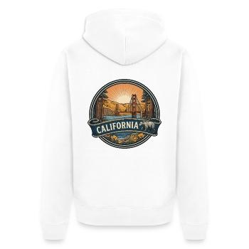 California Golden Gate Vintage-Reisegeschenk - Unisex Premium Bio Zip Hoodie - Weiß - Hinten - Thijin (182cm)