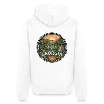 Georgia Savannah Peach Retro Reiseabzeichen - Unisex Premium Bio Zip Hoodie - Weiß - Hinten - Thijin (182cm)