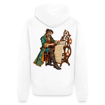Renaissancemeister am Webstuhl - Unisex Premium Bio Zip Hoodie - Weiß - Hinten - Thijin (182cm)