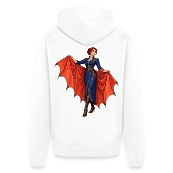 Vampir-Diva mit roten Flügeln - Unisex Premium Bio Zip Hoodie - Weiß - Hinten - Thijin (182cm)