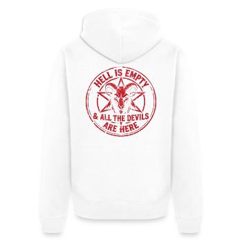 Hölle Teufel Baphomet Spruch Zitat Hell is Empty - Unisex Premium Bio Zip Hoodie - Weiß - Hinten - Thijin (182cm)