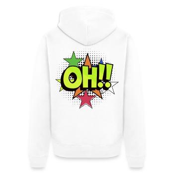 OH Pop Art Burst Neon Stars - Unisex Premium Bio Zip Hoodie - Weiß - Hinten - Thijin (182cm)
