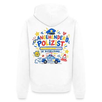 Angehender Polizist Polizei Ausbildung Geschenk - Unisex Premium Bio Zip Hoodie - Weiß - Hinten - Thijin (182cm)