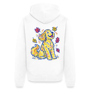 Goldendoodle Hund Herbst Hundemama Hundepapa Bunt - Unisex Premium Bio Zip Hoodie - Weiß - Hinten - Thijin (182cm)