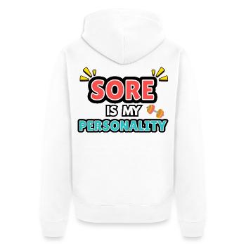 Meine Persönlichkeit ist wund. - Unisex Premium Bio Zip Hoodie - Weiß - Hinten - Thijin (182cm)