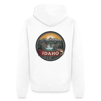 Idaho Sawtooth Mountains Naturreisegeschenk - Unisex Premium Bio Zip Hoodie - Weiß - Hinten - Thijin (182cm)