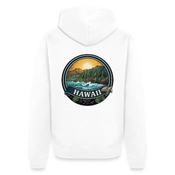 Hawaii Na Pali Coast Retro Surf-Reisegeschenk - Unisex Premium Bio Zip Hoodie - Weiß - Hinten - Thijin (182cm)