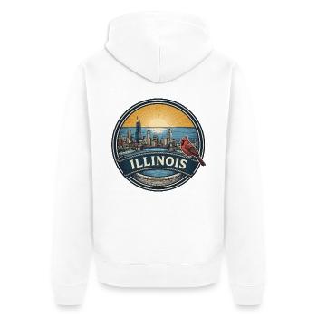 Illinois Chicago Skyline Vintage-Reisegeschenk - Unisex Premium Bio Zip Hoodie - Weiß - Hinten - Thijin (182cm)