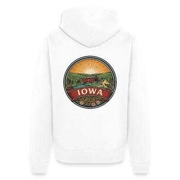 Souvenir für Iowa Covered Bridges Landreisen - Unisex Premium Bio Zip Hoodie - Weiß - Hinten - Thijin (182cm)