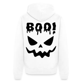 Tropfender Boo Halloween-Kürbis - Unisex Premium Bio Zip Hoodie - Weiß - Hinten - Thijin (182cm)