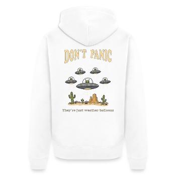 Dont Panic Theyre Just Weather Balloons - Unisex Premium Bio Zip Hoodie - Weiß - Hinten - Thijin (182cm)