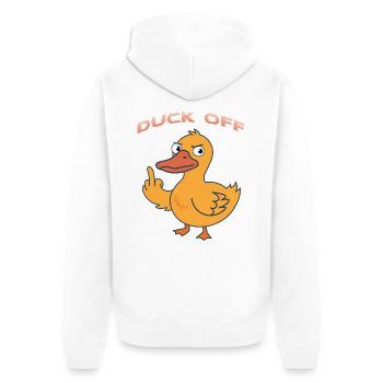 Duck Off Cartoon Duck - Unisex Premium Bio Zip Hoodie - Weiß - Hinten - Thijin (182cm)