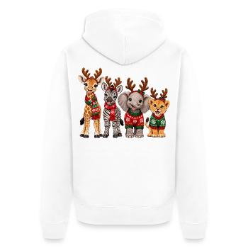 Safari Tiere mit Rentiergeweih zu Weihnachten - Unisex Premium Bio Zip Hoodie - Weiß - Hinten - Thijin (182cm)