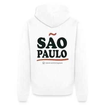 São Paulo Retrotypografie - Unisex Premium Bio Zip Hoodie - Weiß - Hinten - Thijin (182cm)