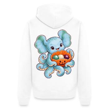 Dumbo-Oktopus mit Kürbismuschel - Unisex Premium Bio Zip Hoodie - Weiß - Hinten - Thijin (182cm)