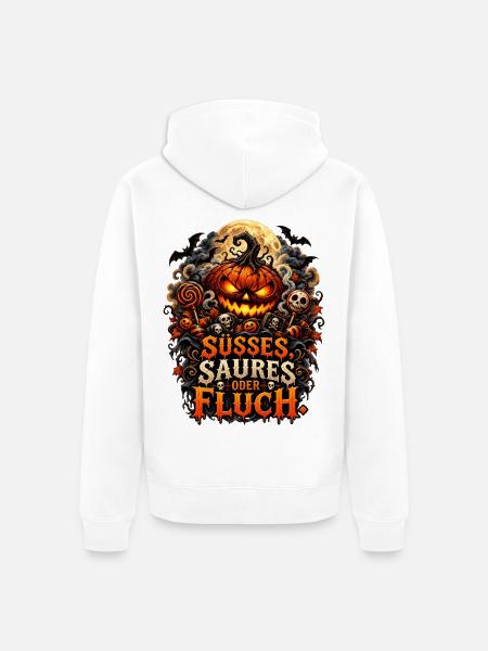 Süßes Saures oder Fluch Halloween - Unisex Premium Bio Zip Hoodie - Weiß