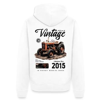 Geburtstag eines Vintage-Traktorbauern im Jahr 2015 - Unisex Premium Bio Zip Hoodie - Weiß - Hinten - Thijin (182cm)