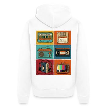 90er Jahre, 80er Jahre Party, Kassette, Nostalgie - Unisex Premium Bio Zip Hoodie - Weiß - Hinten - Thijin (182cm)