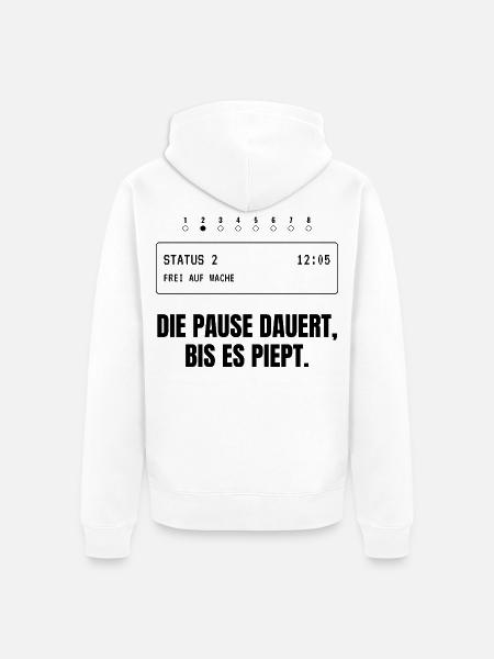 Die Pause dauert, bis es piept. - Unisex Premium Bio Zip Hoodie - Weiß