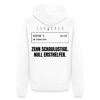 Zehn Schaulustige. Null Ersthelfer. - Unisex Premium Bio Zip Hoodie - Weiß - Hinten - Thijin (182cm)