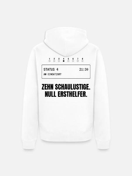 Zehn Schaulustige. Null Ersthelfer. - Unisex Premium Bio Zip Hoodie - Weiß