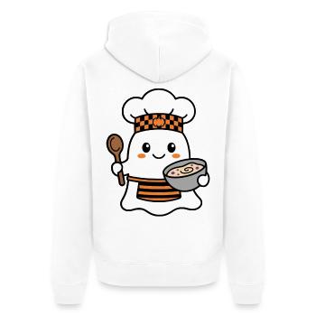 Süßer Kawaii-Geisterkoch-Koch Halloween-Bäcker - Unisex Premium Bio Zip Hoodie - Weiß - Hinten - Thijin (182cm)